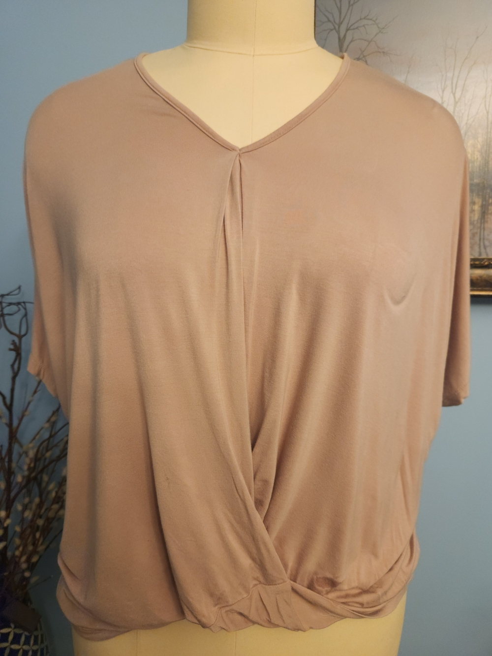 Umgee Taupe Twist-Front V-Neck Crop Top